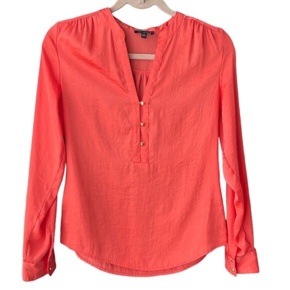 The Limited Long Sleeve Coral Pink Button Blouse Size XS - Picture 1 of 7